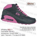 Купить спортивную обувь кожа зима мех, кроссовки Demax - 3321-1 черные | розовые
